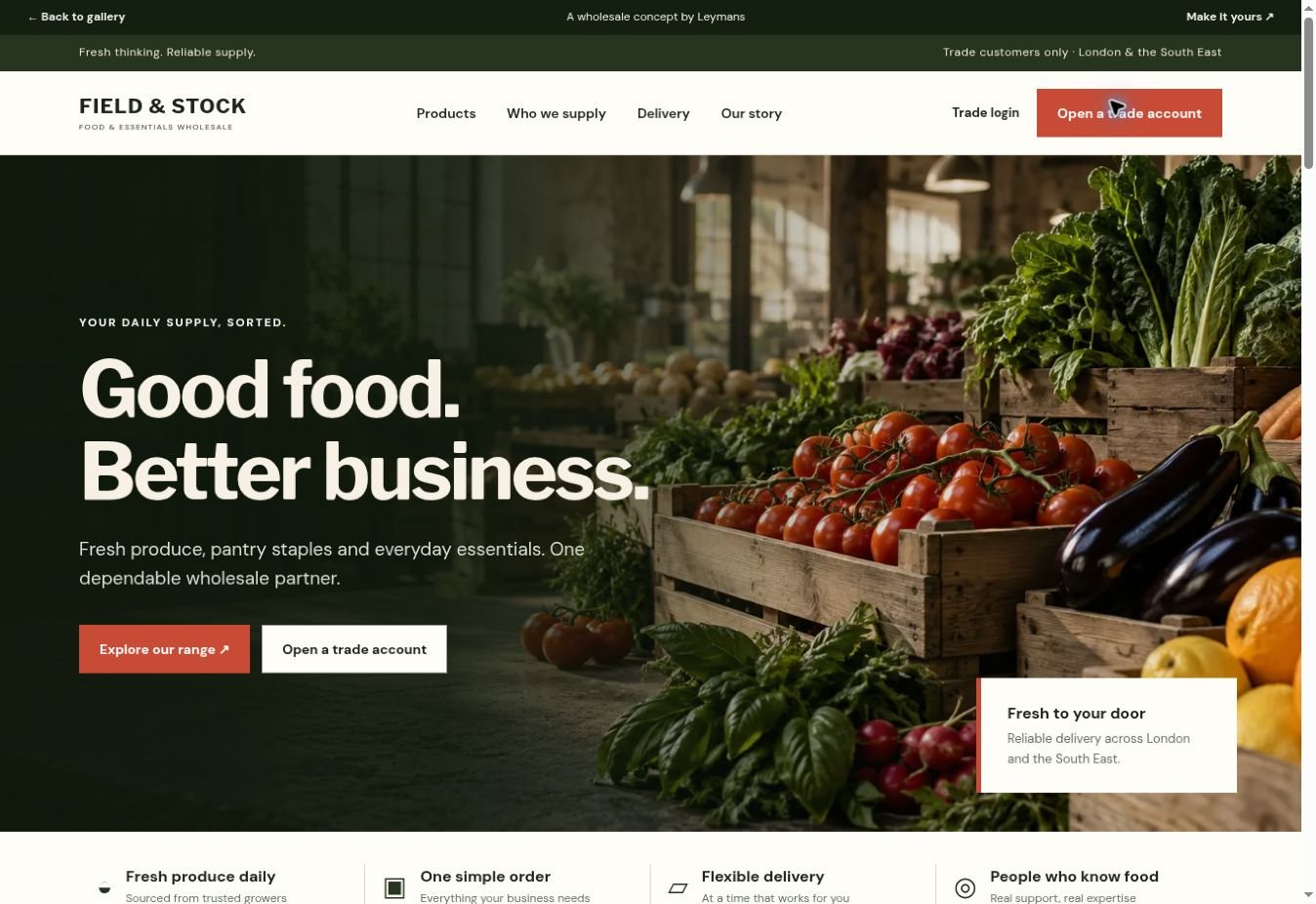 FIELD & STOCK wholesale website demo