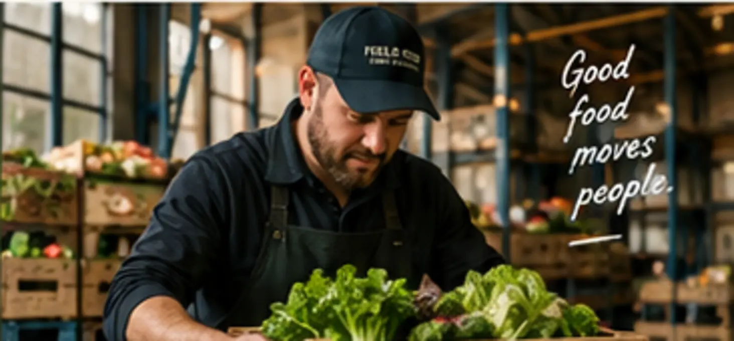 FIELD & STOCK produce partner preparing a crate of fresh greens