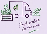 Illustrated delivery van: Fresh produce. On the move.